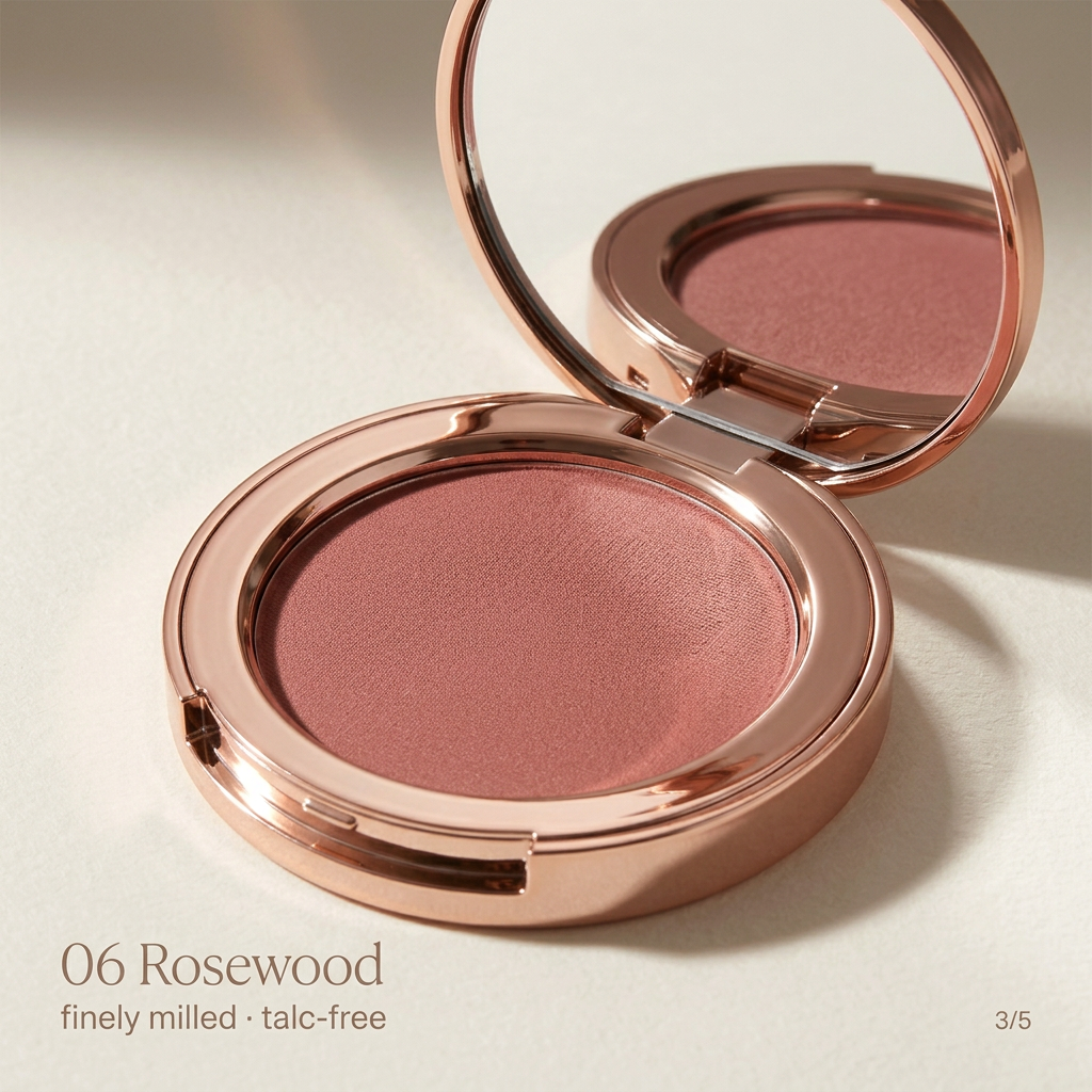 Macro detail of 06 Rosewood pressed powder blush